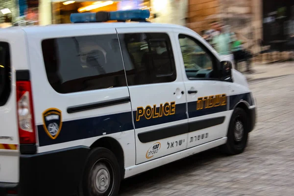 Єрусалим Ізраїль Травня 2018 Подання Ізраїльська Поліція Автомобіль Вулиці Старого — стокове фото