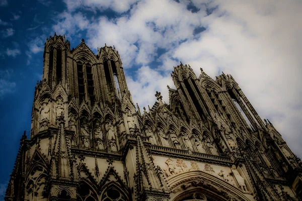 Θέα Στον Καθεδρικό Ναό Notre Dame Της Reims Γαλλία — Φωτογραφία Αρχείου