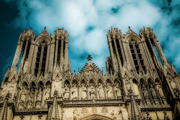 Pohled Katedrálu Notre Dame Reims Francii — Stock fotografie