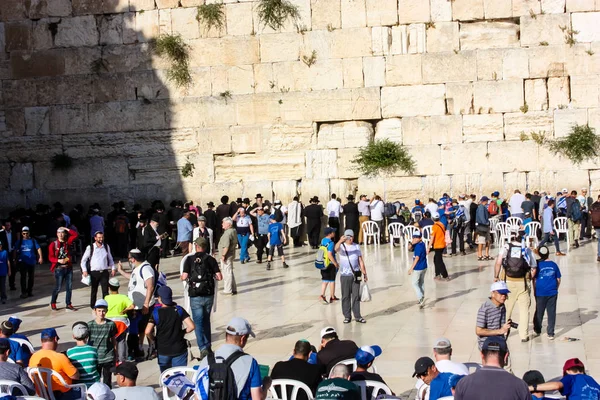 Jérusalem Israël Mai 2018 Des Inconnus Prient Soir Devant Mur — Photo