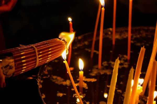 Lighting Candles Church Holy Sepulcher Old City Jerusalem — Stock Photo, Image