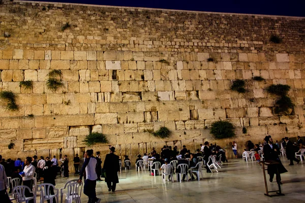 Jérusalem Israël Mai 2018 Des Inconnus Prient Soir Devant Mur — Photo