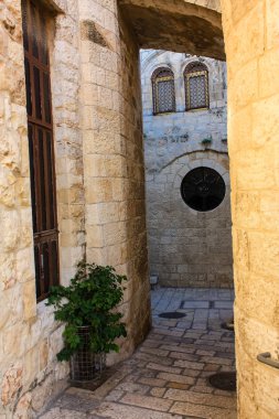 Kudüs İsrail 17 Mayıs 2018 Eski Kudüs şehri, Yahudi Mahallesi sokak görünümü