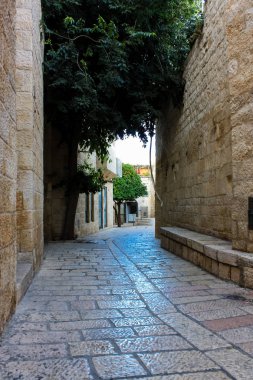 Kudüs İsrail 17 Mayıs 2018 Eski Kudüs şehri, Yahudi Mahallesi sokak görünümü