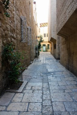 Kudüs İsrail 17 Mayıs 2018 Eski Kudüs şehri, Yahudi Mahallesi sokak görünümü