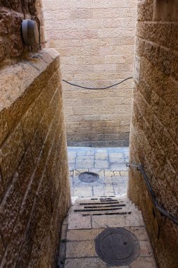 Kudüs İsrail 17 Mayıs 2018 Eski Kudüs şehri, Yahudi Mahallesi sokak görünümü