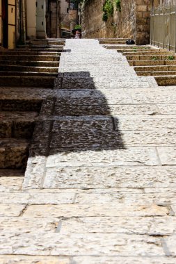 Kudüs İsrail 17 Mayıs 2018 Eski Kudüs şehri, Yahudi Mahallesi sokak görünümü