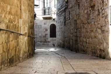 Kudüs İsrail 17 Mayıs 2018 Eski Kudüs şehri, Yahudi Mahallesi sokak görünümü