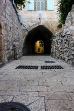 Kudüs İsrail 17 Mayıs 2018 Eski Kudüs şehri, Yahudi Mahallesi sokak görünümü