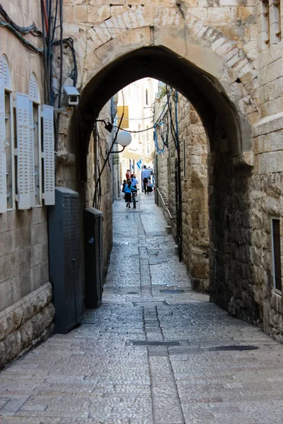 Jeruzalem Israël Mei 2018 Weergave Van Onbekende Mensen Walkng Straat — Stockfoto