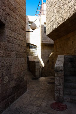 Kudüs İsrail 17 Mayıs 2018 Eski Kudüs şehri, Yahudi Mahallesi sokak görünümü