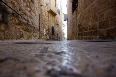 Kudüs İsrail 17 Mayıs 2018 Eski Kudüs şehri, Yahudi Mahallesi sokak görünümü