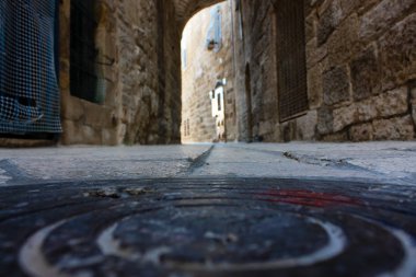 Kudüs İsrail 17 Mayıs 2018 Eski Kudüs şehri, Yahudi Mahallesi sokak görünümü