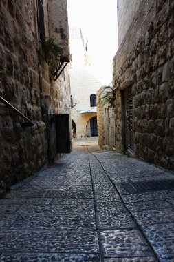 Kudüs İsrail 17 Mayıs 2018 Eski Kudüs şehri, Yahudi Mahallesi sokak görünümü