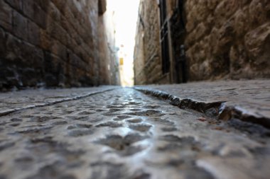 Kudüs İsrail 17 Mayıs 2018 Eski Kudüs şehri, Yahudi Mahallesi sokak görünümü