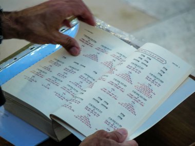 Kudüs İsrail 16 Mayıs 2018 Closeup bir dini insanların Kudüs'te Tevrat kitap okuma