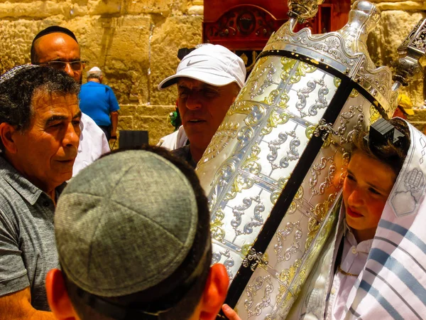 Jeruzalem Israël Mei 2018 Weergave Van Een Religieuze Ceremonie Met — Stockfoto