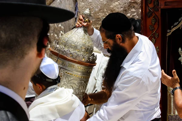 Jerusalén Israel Mayo 2018 Vista Una Ceremonia Religiosa Con Gente — Foto de Stock