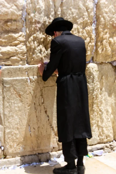 Jérusalem Israël Mai 2018 Vue Juif Orthodoxe Religieux Inconnu Priant — Photo