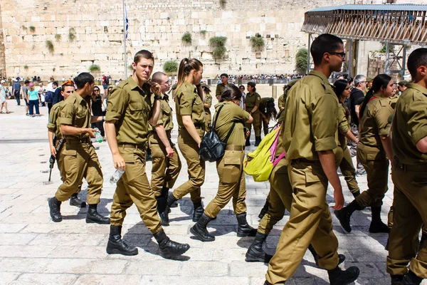 2017 Jerusalem Israel May 2018 View Israel Soldiers Walking Western — 스톡 사진