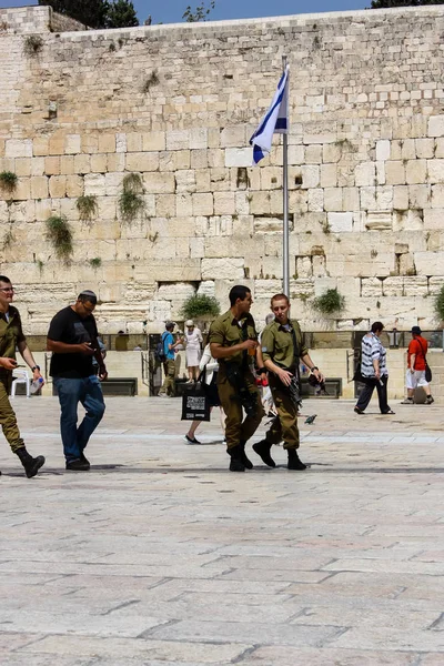 2017 Jerusalem Israel May 2018 View Israel Soldiers Walking Western — 스톡 사진