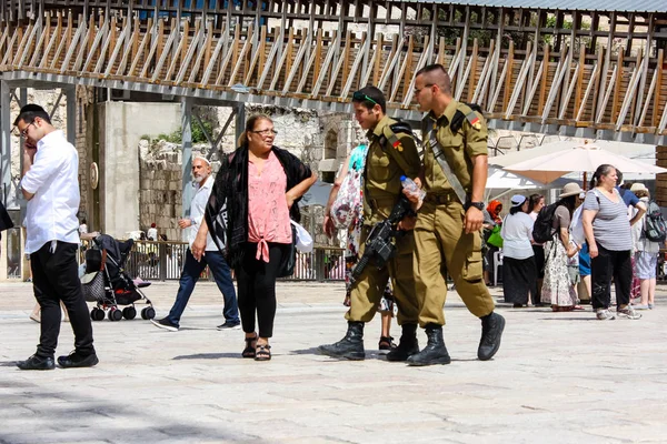 2017 Jerusalem Israel May 2018 View Israel Soldiers Walking Western — 스톡 사진