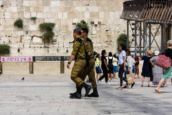 2017 Jerusalem Israel May 2018 View Israel Soldiers Walking Western — 스톡 사진