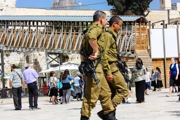 2017 Jerusalem Israel May 2018 View Israel Soldiers Walking Western — 스톡 사진