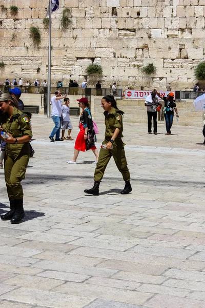 2017 Jerusalem Israel May 2018 View Israel Soldiers Walking Western — 스톡 사진