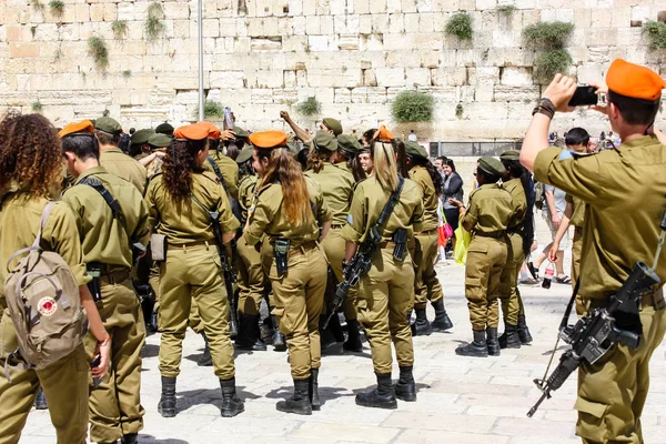 Jerusalém Israel Maio 2018 Vista Uma Cerimônia Fraternidade Soldados Israelenses — Fotografia de Stock