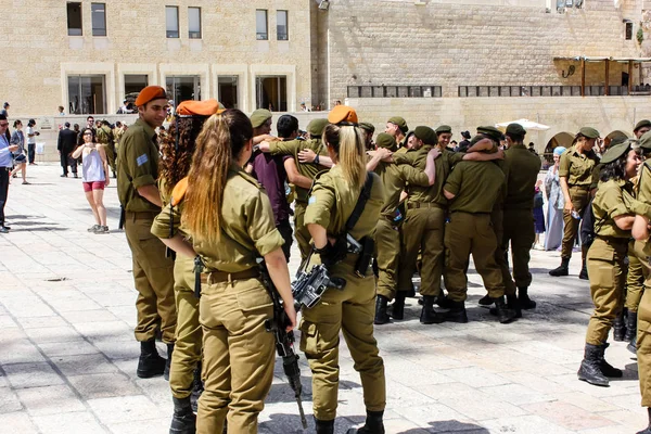 Izrael Jerozolima Maja 2018 Widok Izraelskich Żołnierzy Braterstwa Ceremonii Zachodniej — Zdjęcie stockowe
