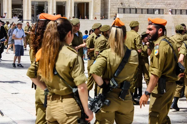 Jerusalém Israel Maio 2018 Vista Uma Cerimônia Fraternidade Soldados Israelenses — Fotografia de Stock