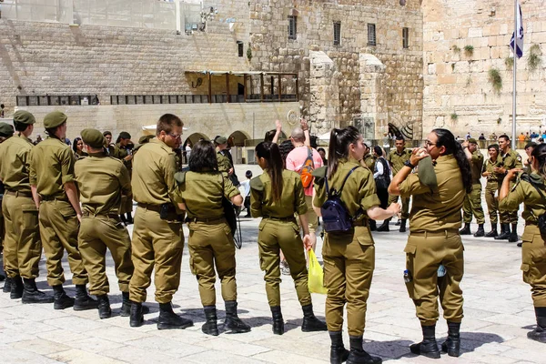 Izrael Jerozolima Maja 2018 Widok Izraelskich Żołnierzy Braterstwa Ceremonii Zachodniej — Zdjęcie stockowe