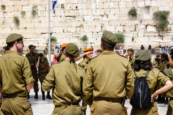 Izrael Jerozolima Maja 2018 Widok Izraelskich Żołnierzy Braterstwa Ceremonii Zachodniej — Zdjęcie stockowe