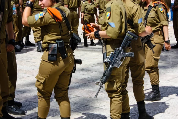 2017 Jerusalem Israel May 2018 View Israel Soldiers Standing Western — 스톡 사진