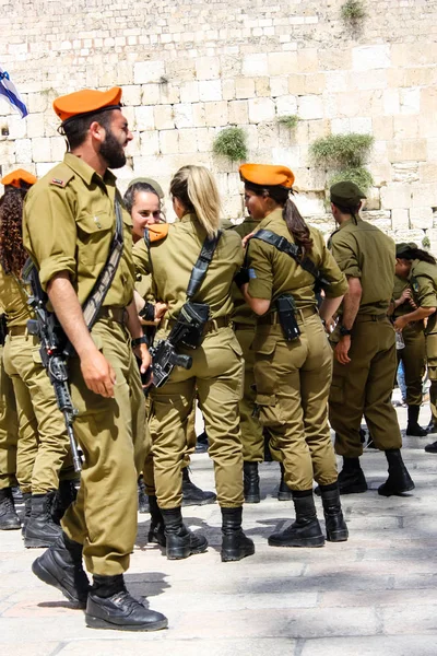 2017 Jerusalem Israel May 2018 View Israel Soldiers Standing Western — 스톡 사진