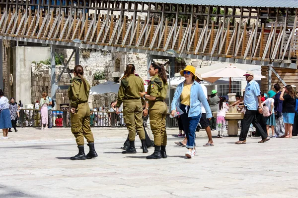 2017 Jerusalem Israel May 2018 View Israel Soldiers Standing Western — 스톡 사진