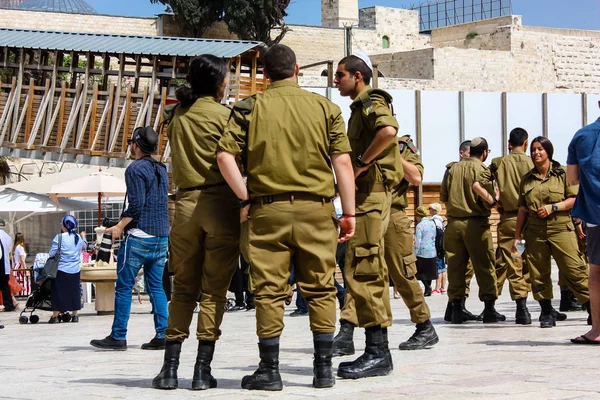 2017 Jerusalem Israel May 2018 View Israel Soldiers Standing Western — 스톡 사진