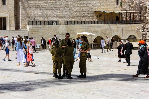 2017 Jerusalem Israel May 2018 View Israel Soldiers Standing Western — 스톡 사진