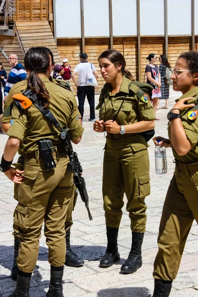 2017 Jerusalem Israel May 2018 View Israel Soldiers Standing Western — 스톡 사진