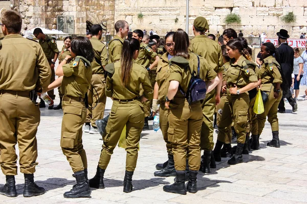 2017 Jerusalem Israel May 2018 View Israel Soldiers Standing Western — 스톡 사진