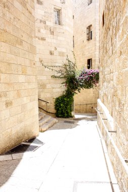 Kudüs İsrail 21 Mayıs 2018 Eski Kudüs şehri akşam Yahudi Mahallesi sokak görünümü