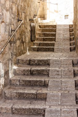 Kudüs İsrail 21 Mayıs 2018 Eski Kudüs şehri akşam Yahudi Mahallesi sokak görünümü