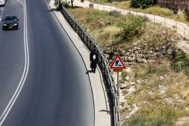 Kudüs İsrail 21 Mayıs 2018 Yafa Caddesi'nde trafik sirkülasyon sabah görünümünü