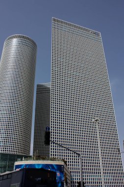Tel Aviv İsrail 23 Mayıs 2018 akşam, Tel Aviv şehir merkezindeki binaların görünümü