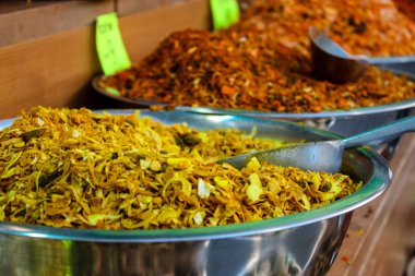 Kudüs İsrail 24 Mayıs 2018 çeşitli baharatlar Closeup lehimlemek içinde çarşı Kudüs İsrail