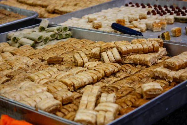 Jerusalem Israel May 2018 Closeup Various Pastries Sold Market Jerusalem — Stock Photo, Image