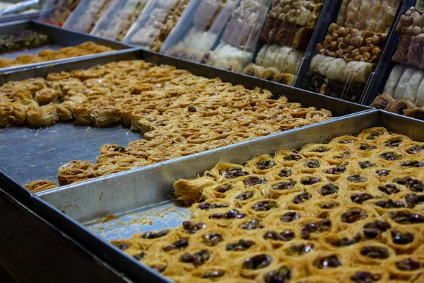 Jerusalem Israel May 2018 Closeup Various Pastries Sold Market Jerusalem — Stock Photo, Image