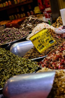 Kudüs İsrail 24 Mayıs 2018 çeşitli baharatlar Closeup lehimlemek içinde çarşı Kudüs İsrail