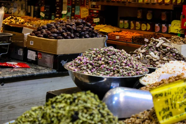 Jeruzalem Israël Mei 2018 Close Van Diverse Specerijen Verkocht Markt — Stockfoto